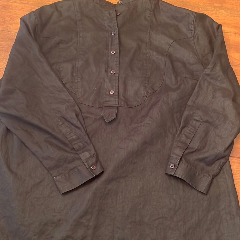Lauren by Ralph Lauren black Linen long sleeve Tuxedo shirt size 20